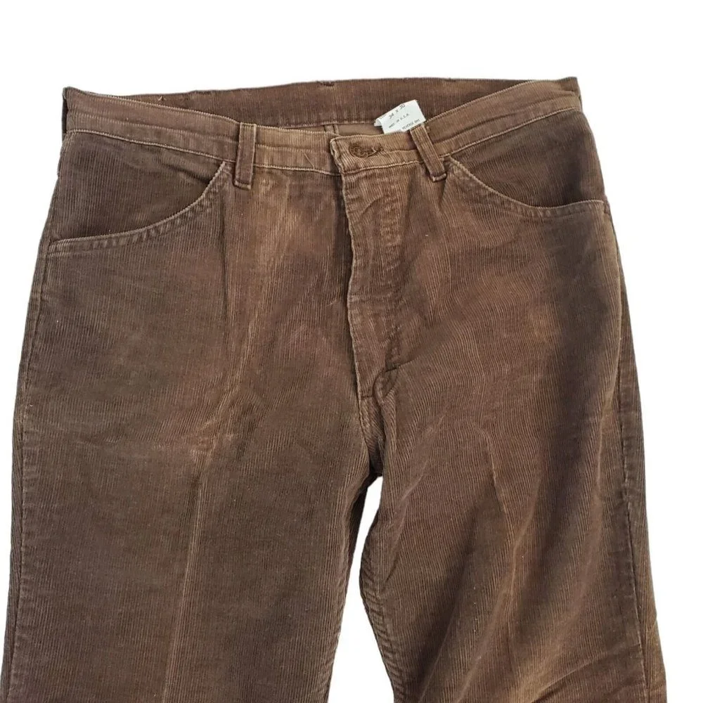 Vintage Brown Corduroy Straight‎ Leg Pants Rockabilly Retro Roebucks 34 X 30